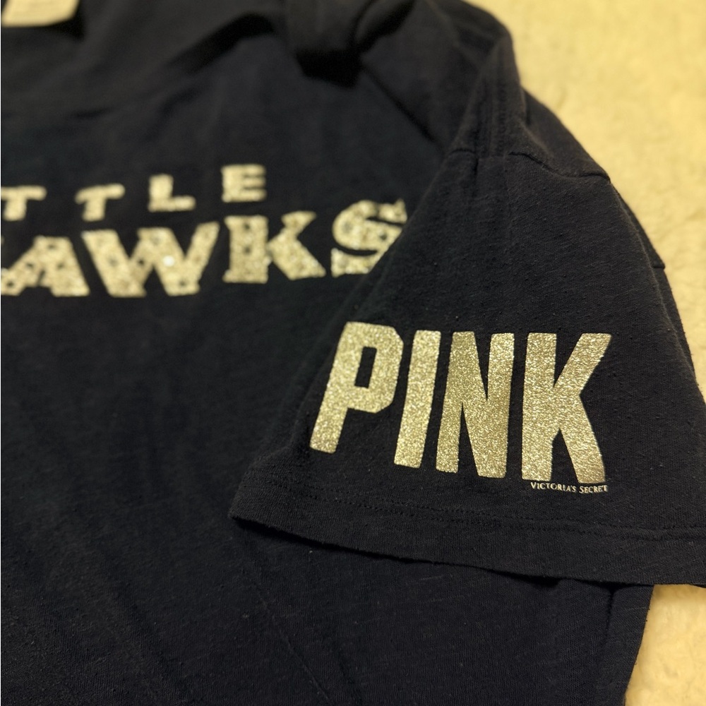 PINK Victoria's Secret Navy Womens Seattle Glitter & Stud Tee - Picture 7 of 7